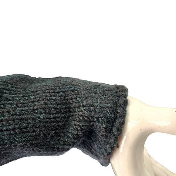 Loyandford Heavy Wool Sweater Hunter Green Tight Knit Deep V Neck Women M - Picture 7 of 10